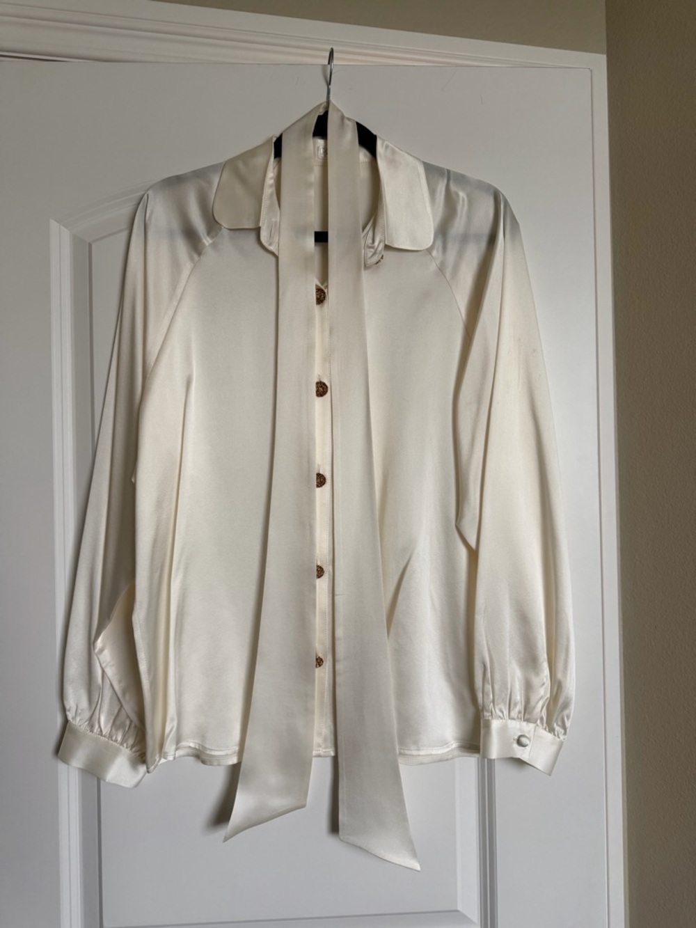 LILYSILK Silky Ivory Tie-Neck Blouse